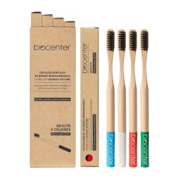 BIOCENTER Cepillos de dientes de Bambú para ADULTO - Caja de 4...
