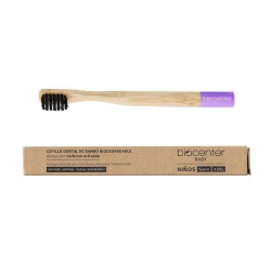 BIOCENTER Cepillo de dientes de Bambú para NIÑOS - color LILA